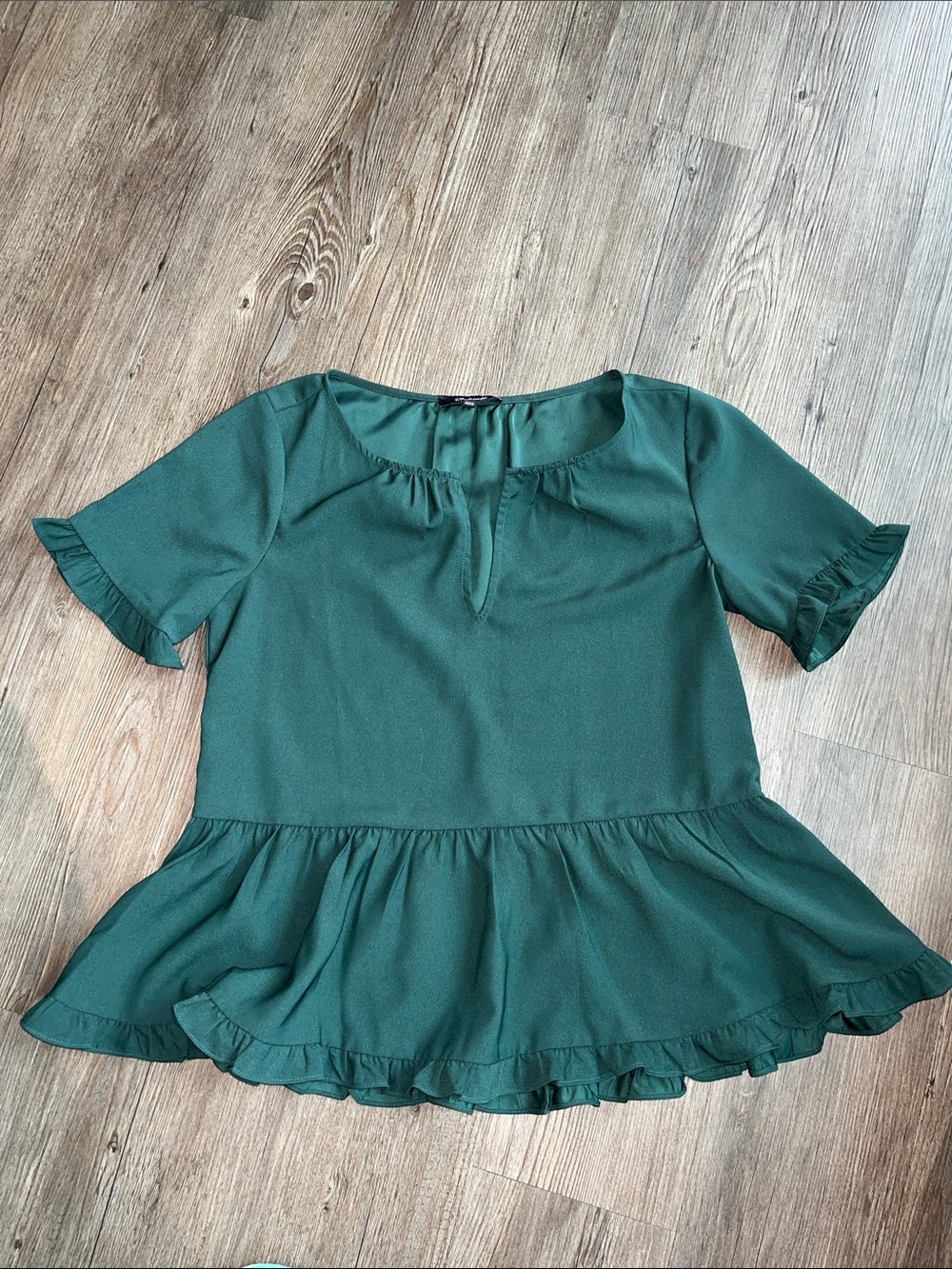 MADEWELL Emerald Green Ruffle Peplum Top